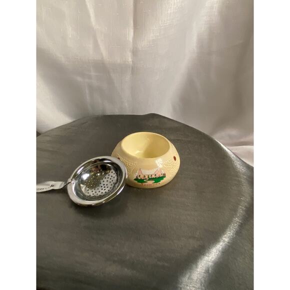 VTG 70s Bermuda Souvenir Tea Bag Holder Strainer 3.50in Pink Green Beige EUC L#1 - Picture 13 of 13